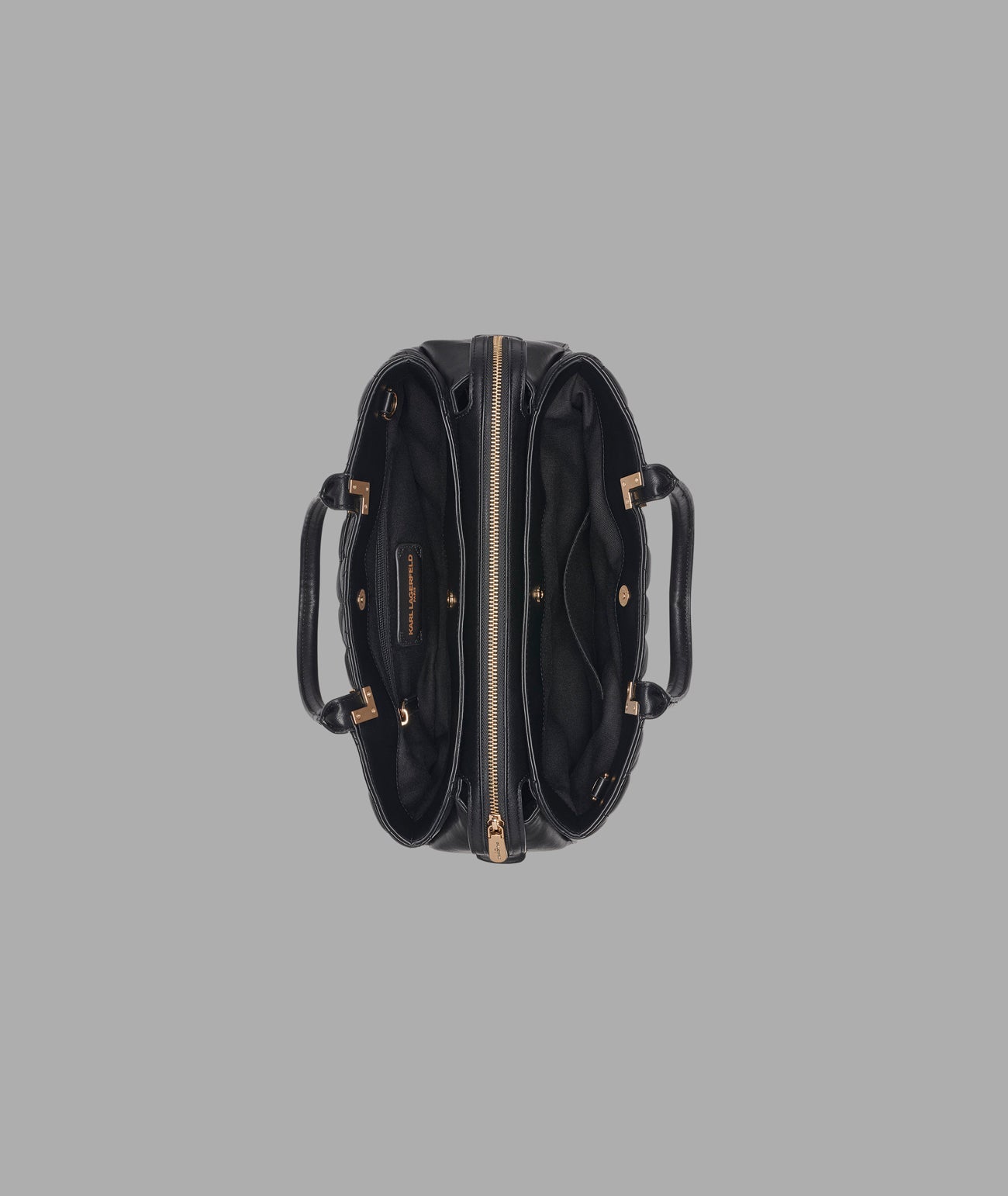 KarlLagerfeld Meribel satchel with oversized fashion pins black / gold