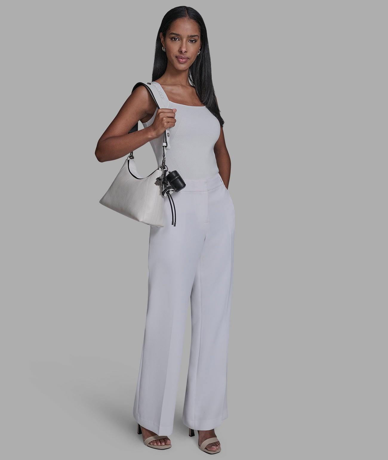 KarlLagerfeld Nikole mini crossbody with hangoff winter white/silver