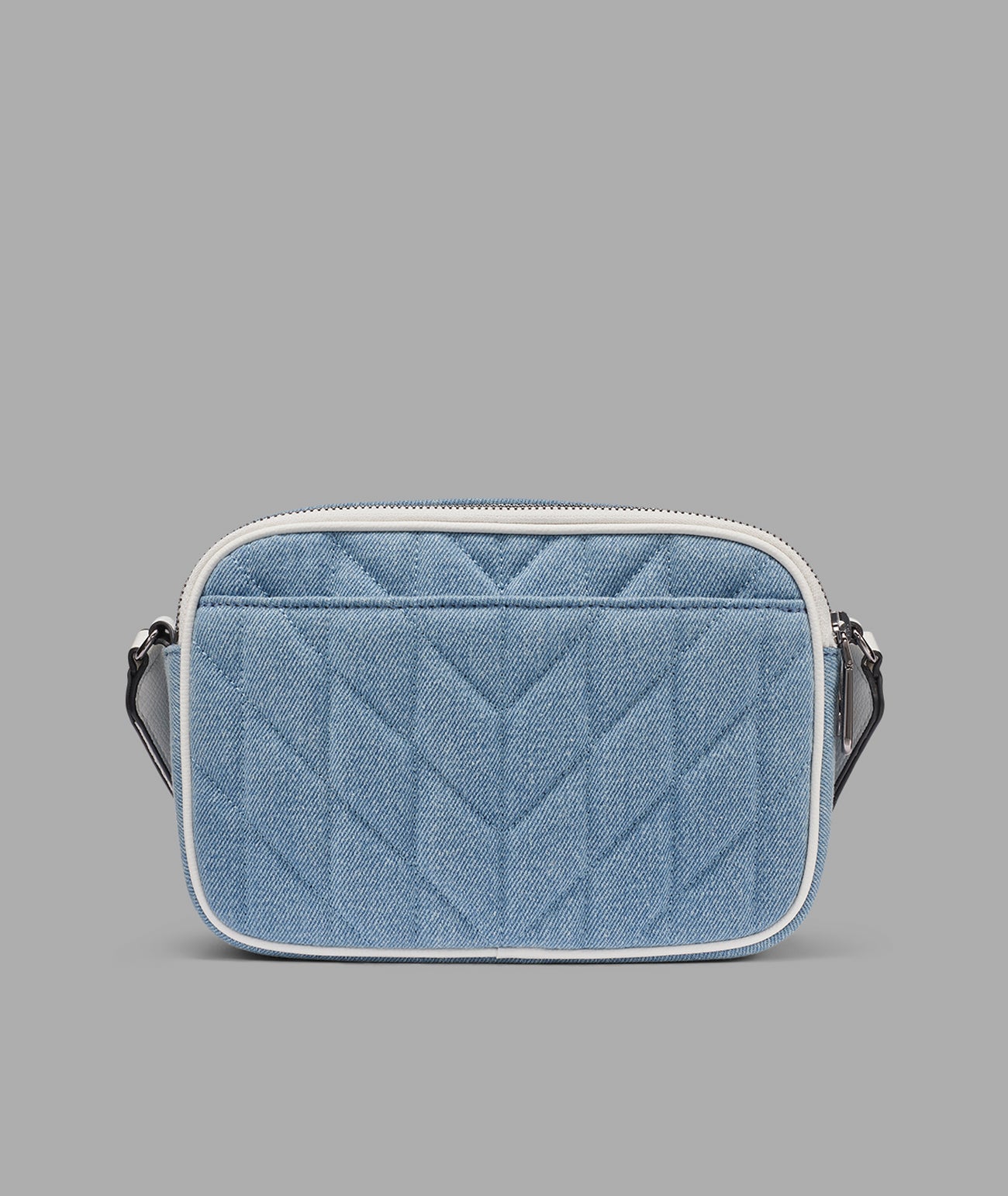 KarlLagerfeld Maybelle denim crossbody with paris pins light denim