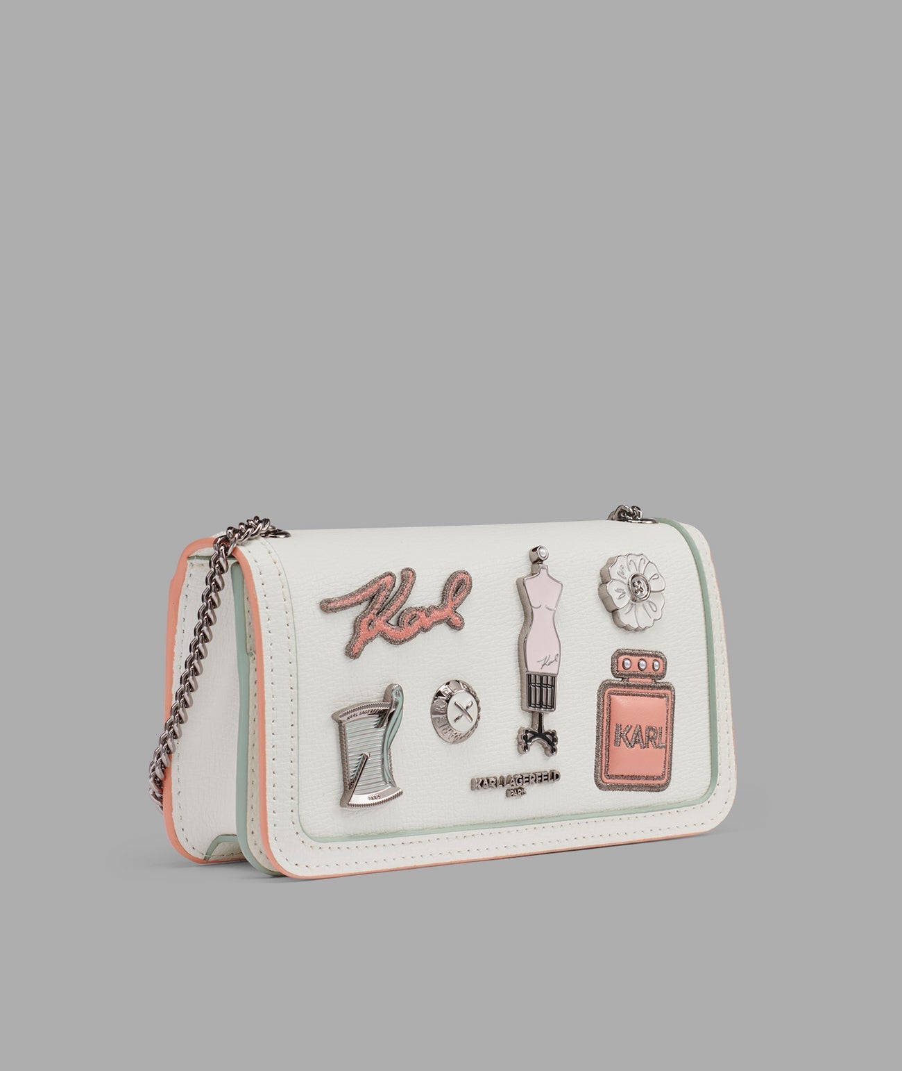 KarlLagerfeld Kosette shoulder bag with oversized fashion pins winter white/silver