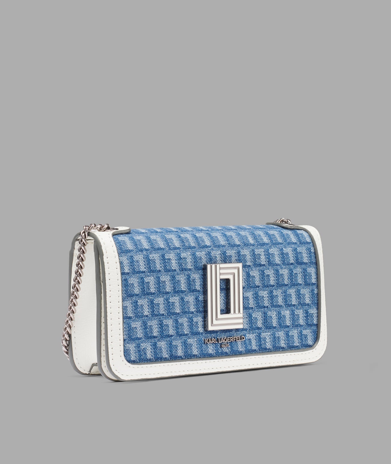 KarlLagerfeld Kosette denim jacquard shoulder bag denim/white