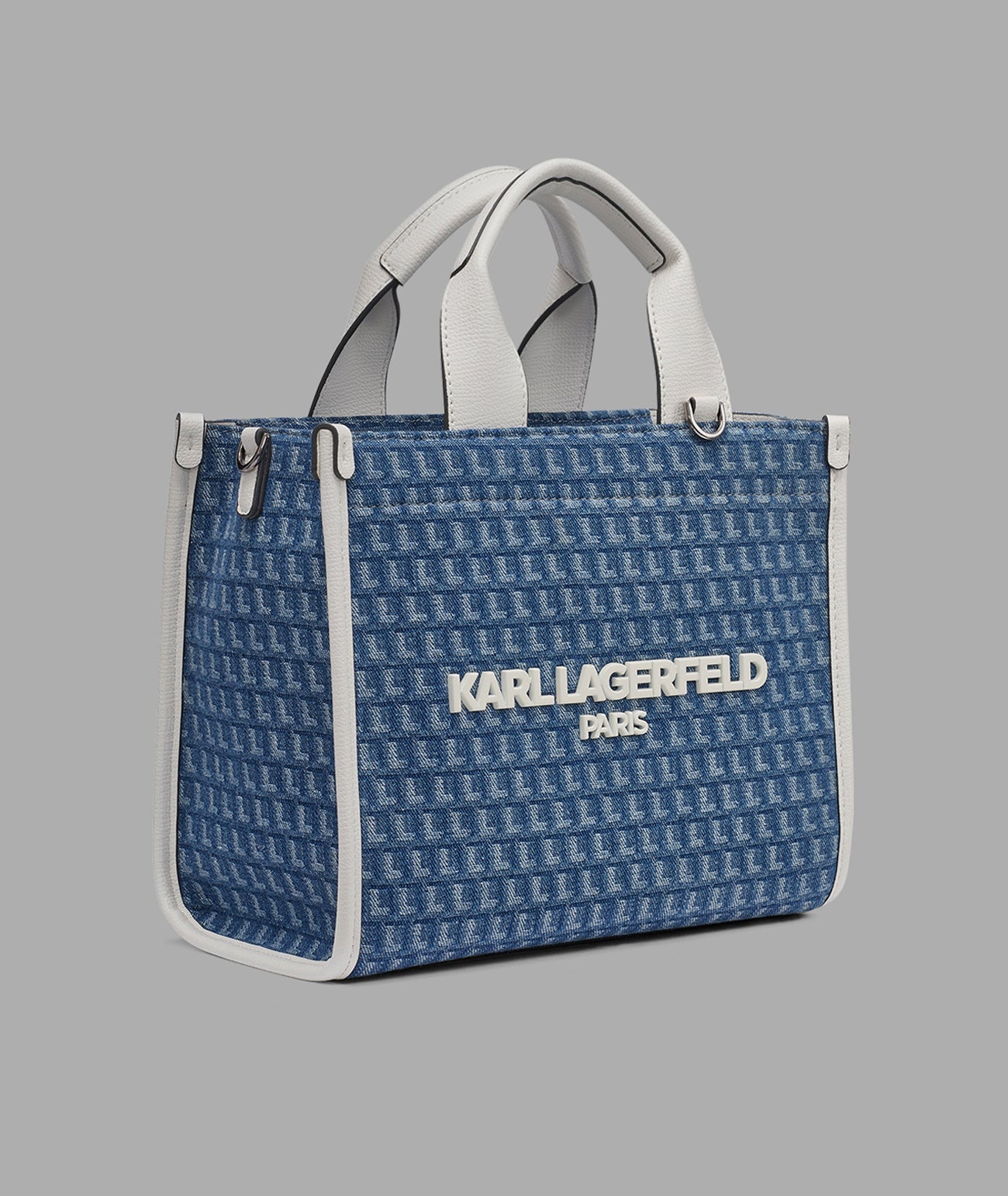 KarlLagerfeld Kristina small crossbody denim jaquard denim/white