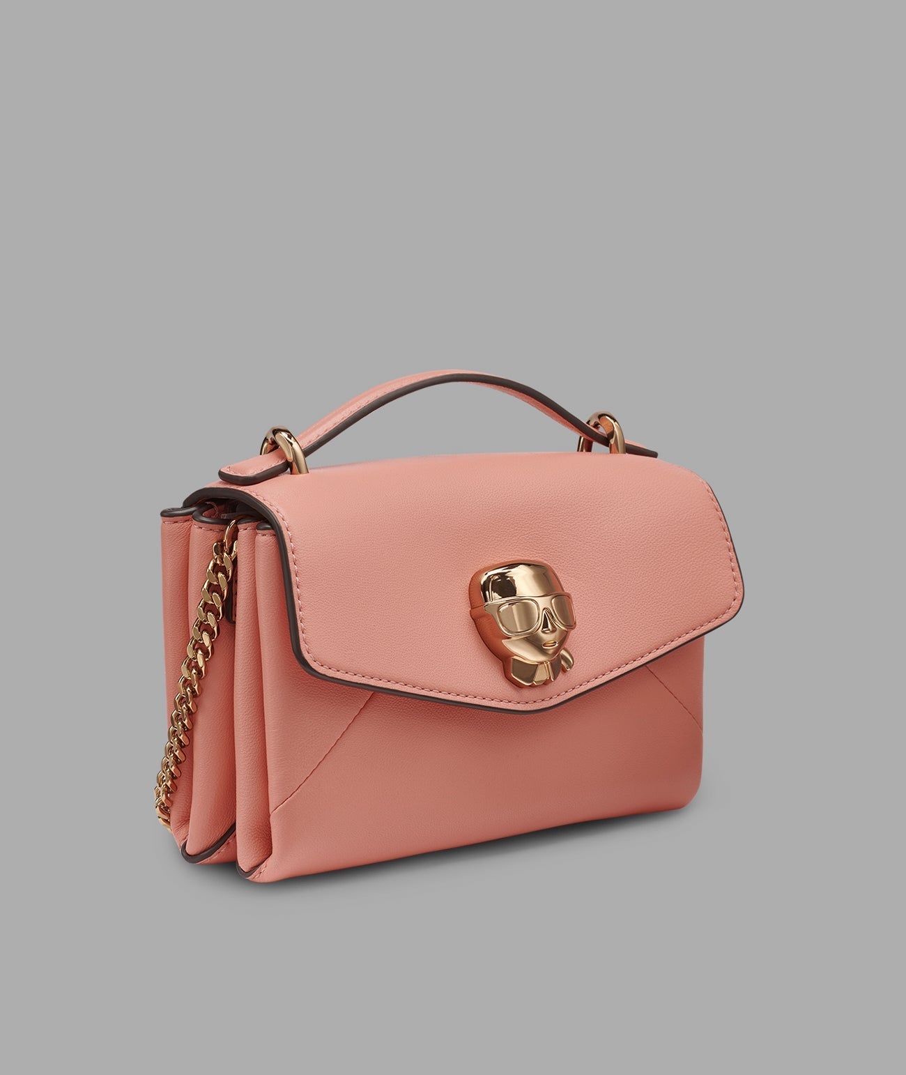 KarlLagerfeld Chantaye karl head crossbody sunkist coral