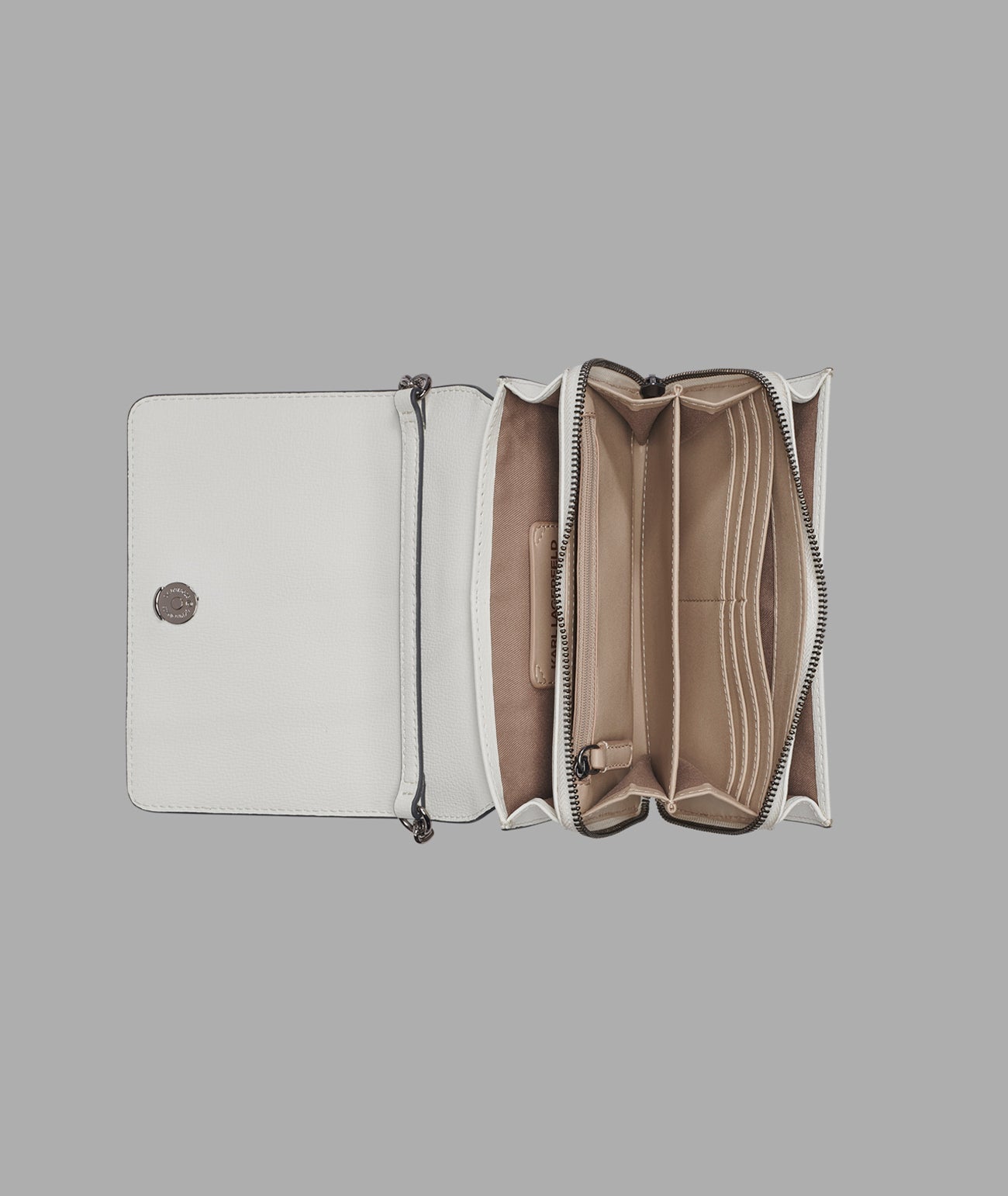 KarlLagerfeld Lourdes crossbody with fashion chain winter white/silver