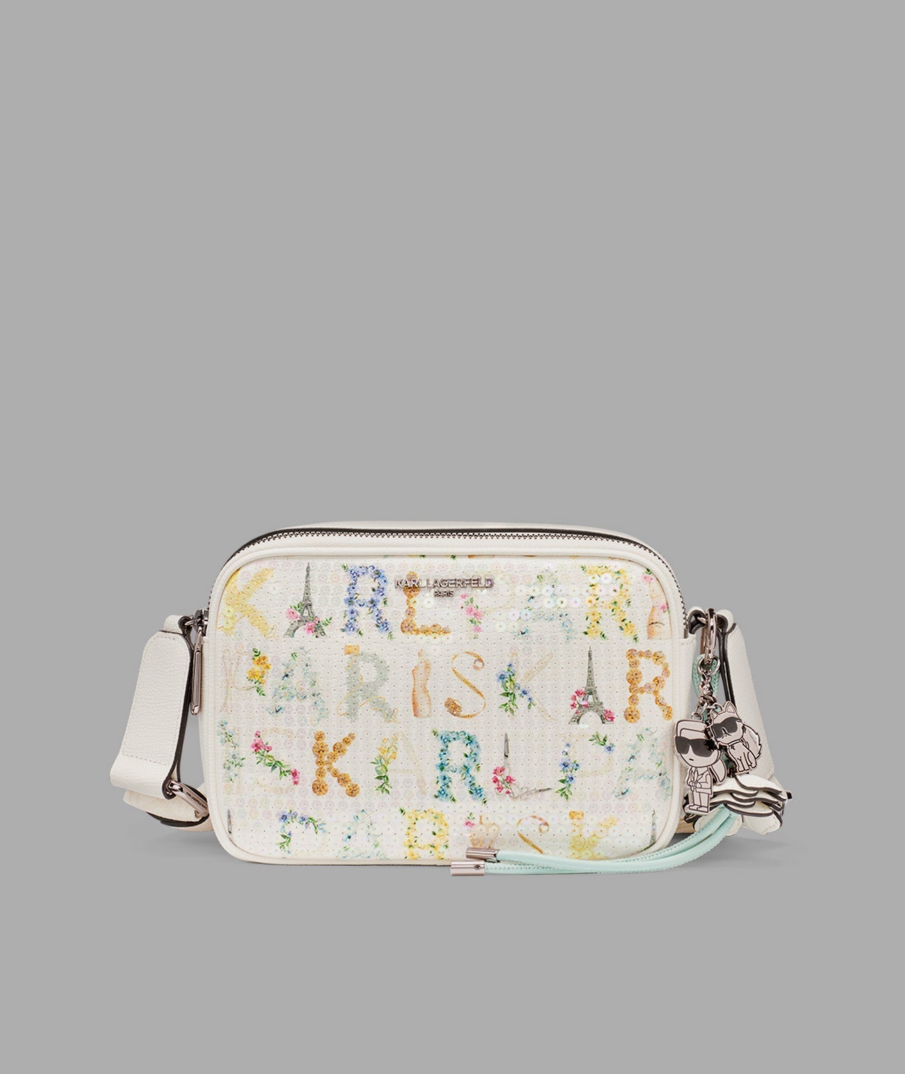 KarlLagerfeld Maybelle sequin crossbody winter white multi