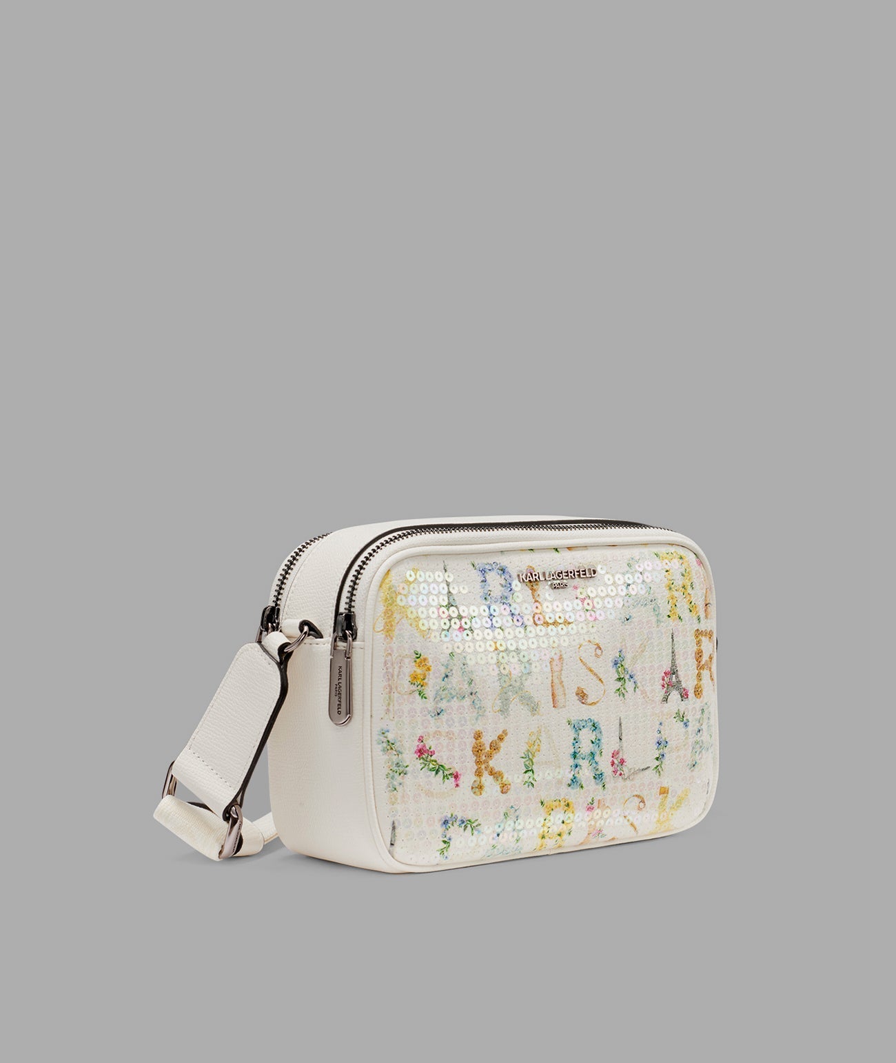 KarlLagerfeld Maybelle sequin crossbody winter white multi