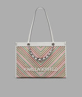 KarlLagerfeld Savoie raffia tote with chain strap raffia multi combo