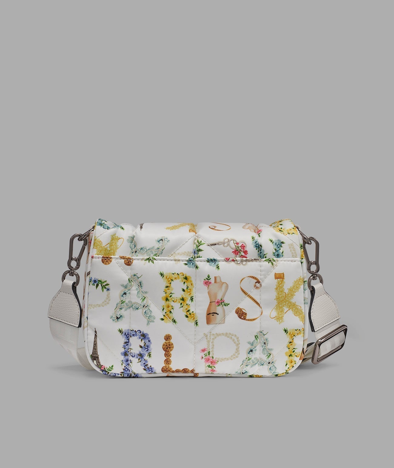 KarlLagerfeld Voyage logo crossbody with bow winter white multi