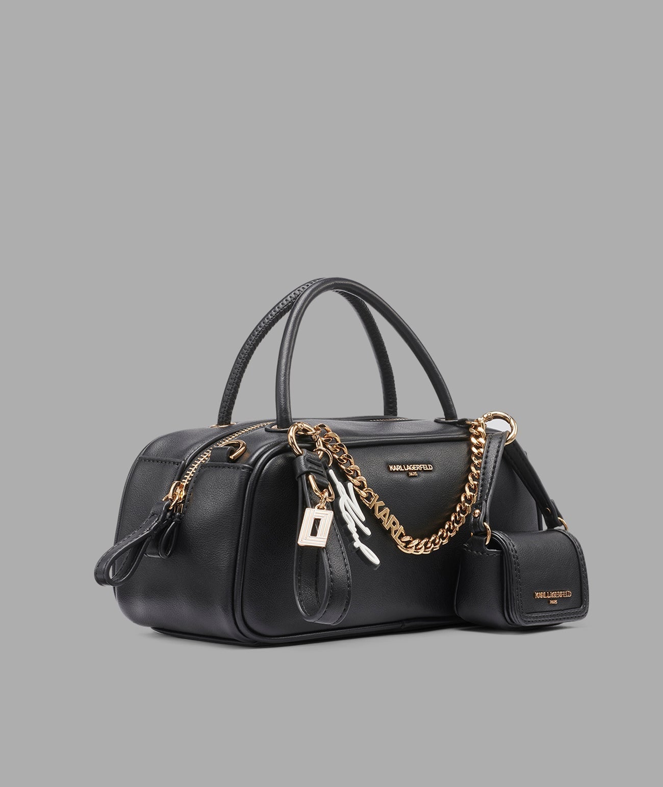 KarlLagerfeld Zaylia mini satchel with chain & mini bag black / gold