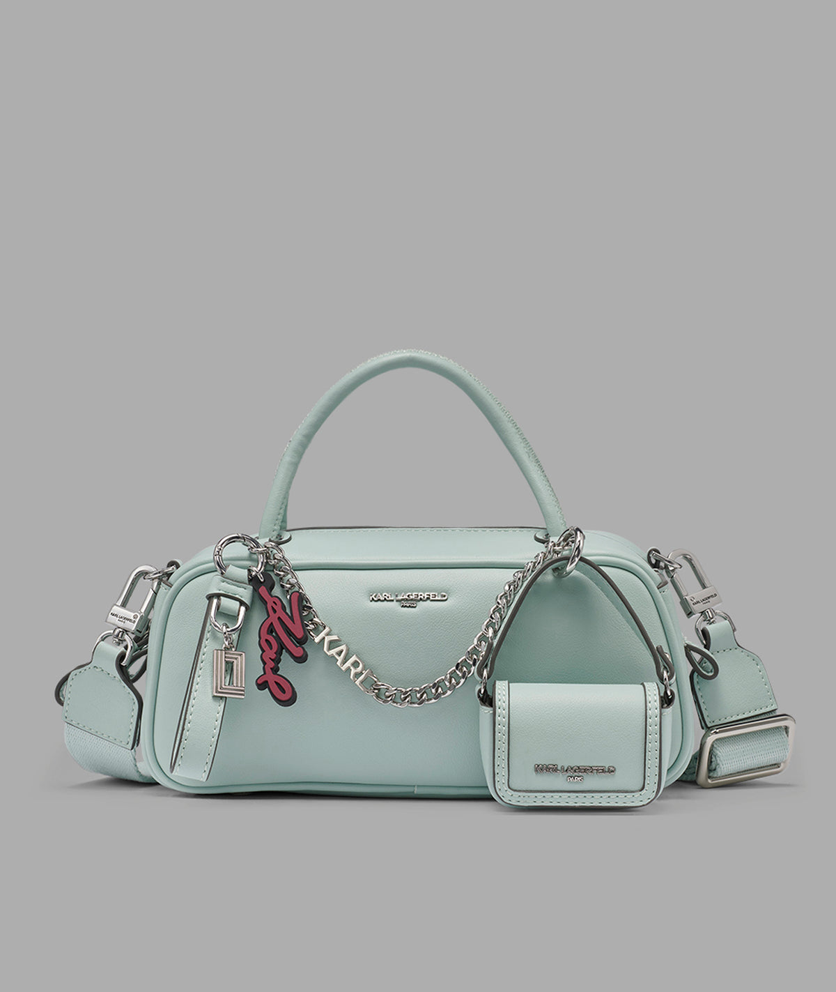 KarlLagerfeld Zaylia mini satchel with chain & mini bag fresh mint