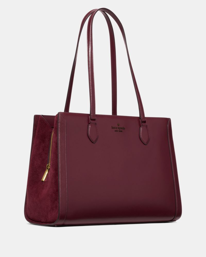 KateSpade Madison Suede Large Laptop Tote Dark Merlot