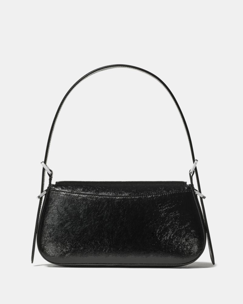 KateSpade Bridget Crinkle Patent Small Flap Shoulder Black