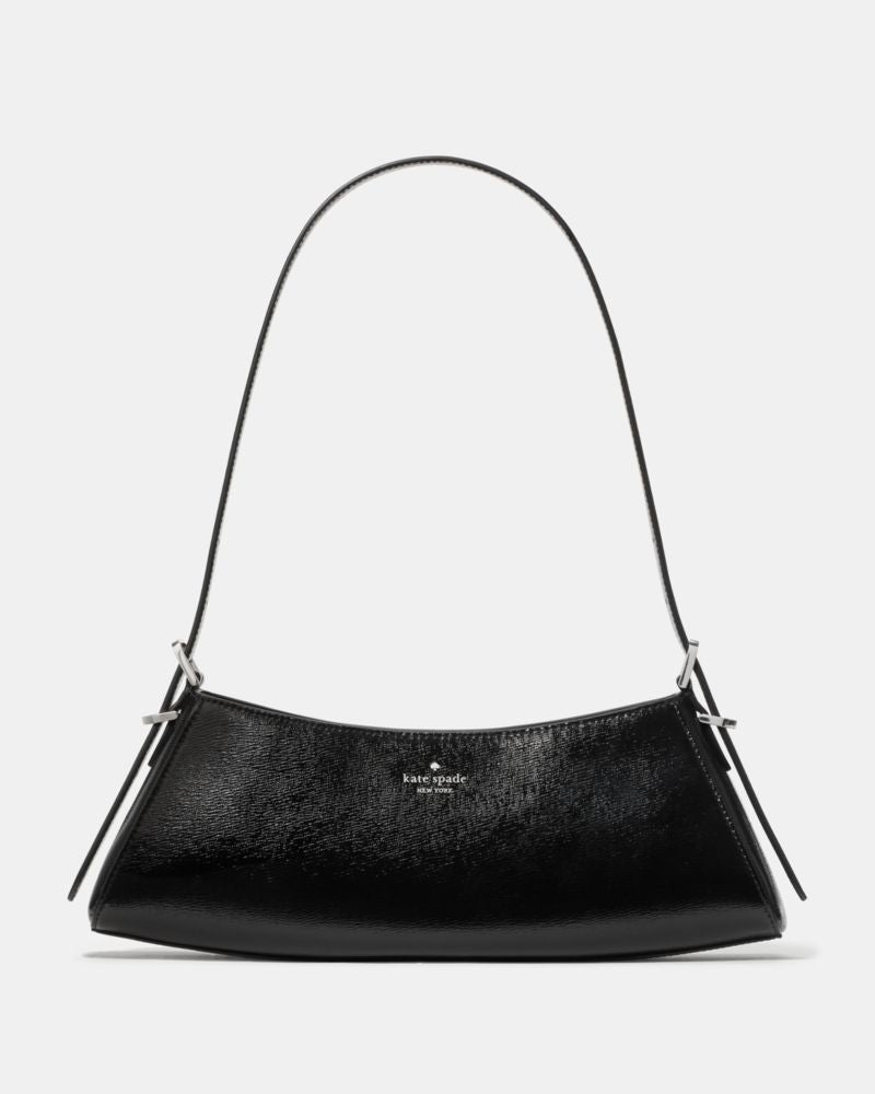 KateSpade Frankie Textured Patent Leather Small East West Shoulder Black