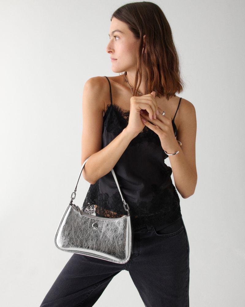 KateSpade Kayla Small Convertible Shoulder Bag Silver