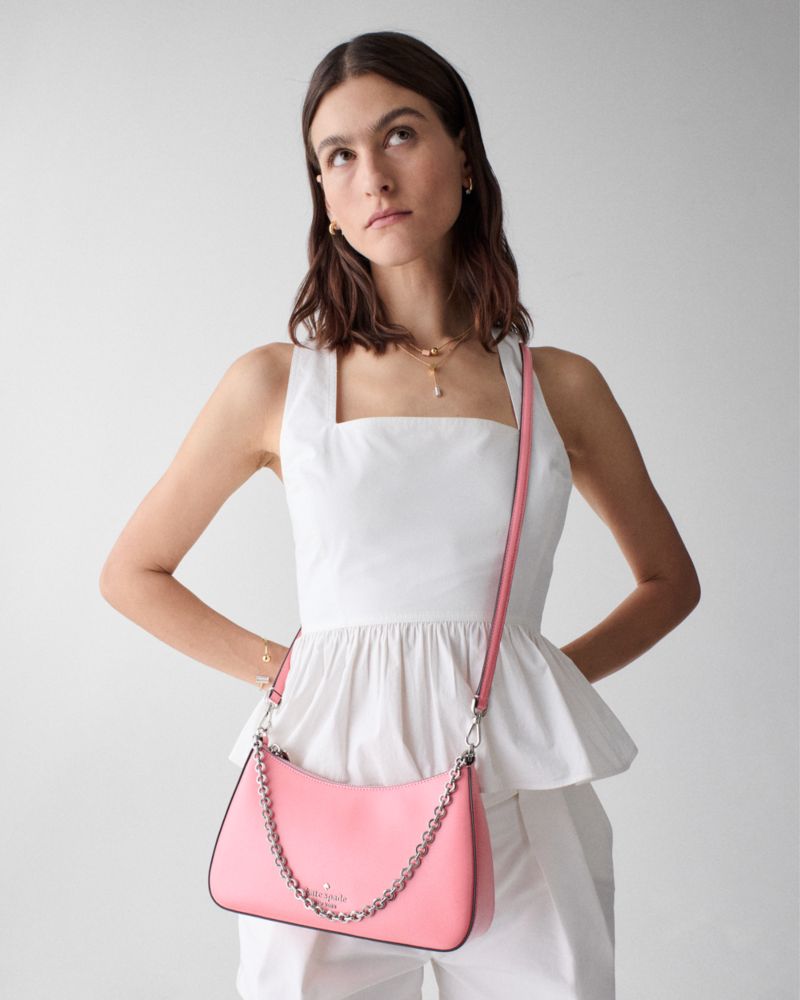 KateSpade Margot Textured Patent Leather Convertible Crossbody Grapefruit Soda