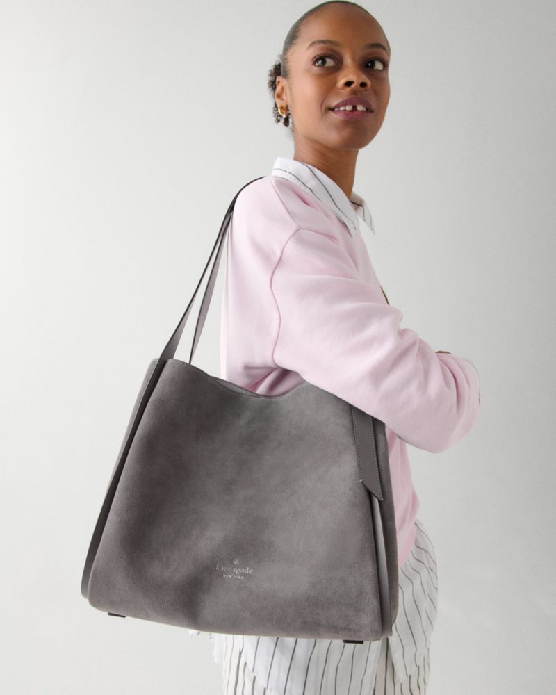 KateSpade Knott Suede Large Carryall Hare Grey Multi