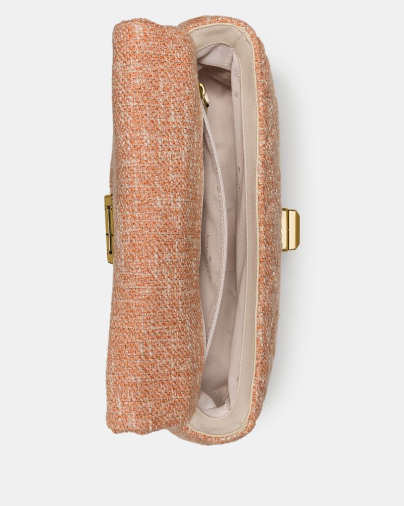 KateSpade Carey Quilted Tweed Crossbody Bag Orange Jasper Multi