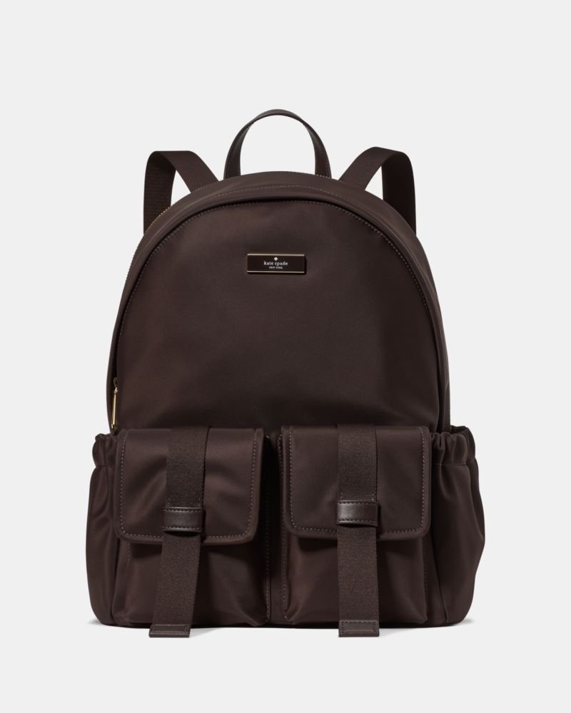 KateSpade Carter Nylon Cargo Large Backpack Hot Fudge