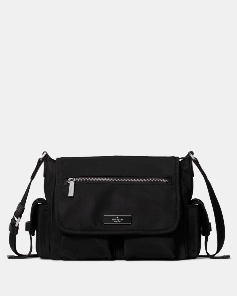 KateSpade Carter Nylon Messenger Cargo Crossbody Bag Black