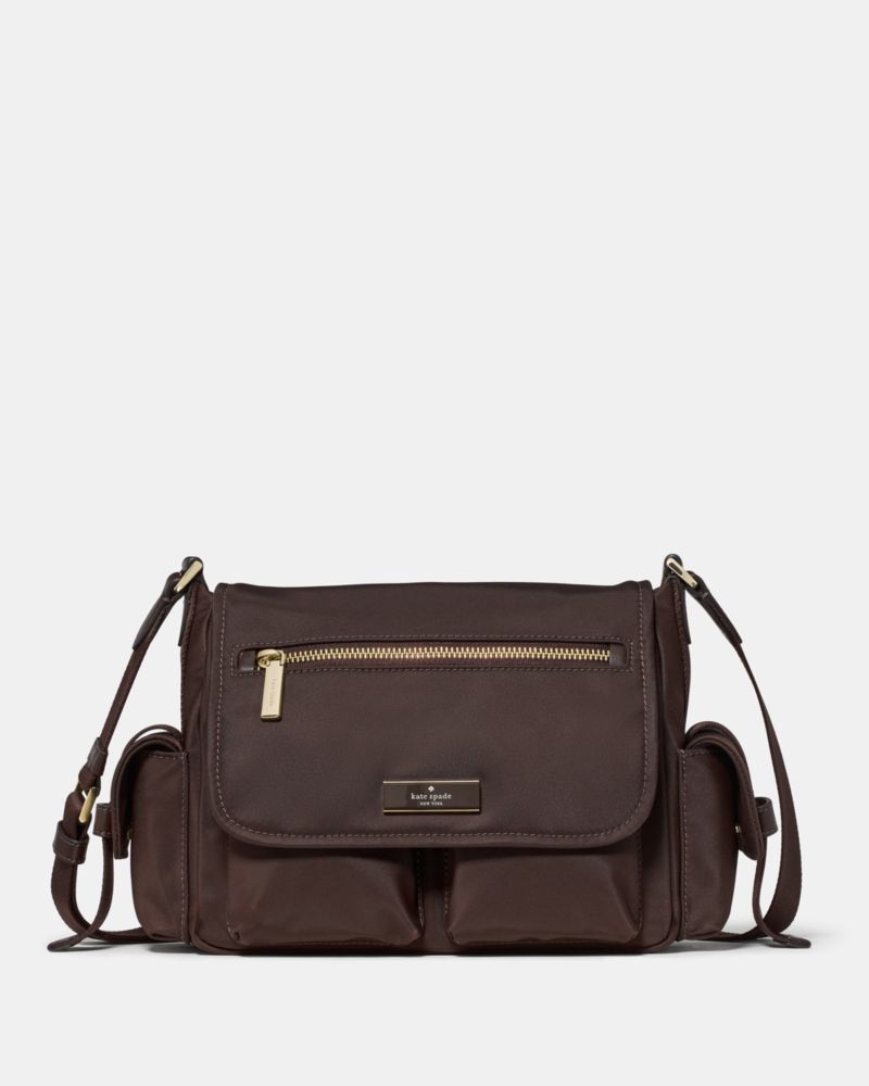 KateSpade Carter Nylon Messenger Cargo Crossbody Bag Hot Fudge