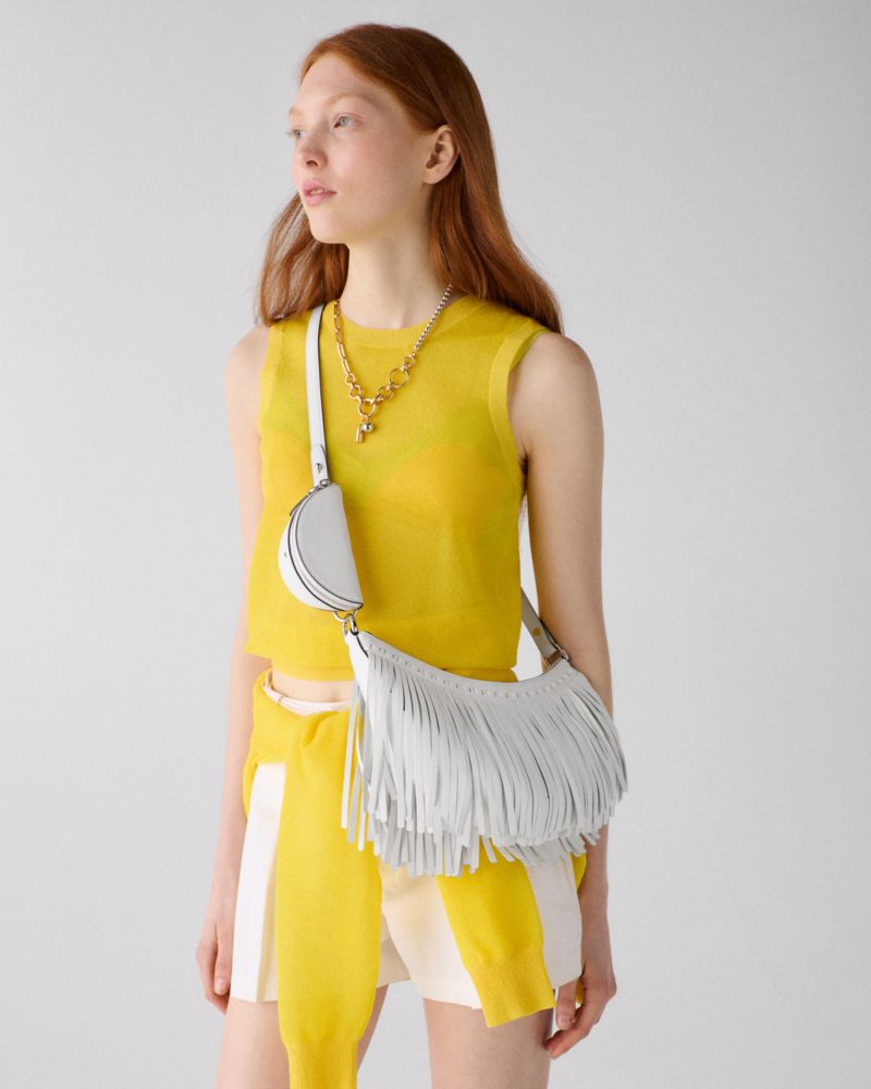 KateSpade Duo Fringe Crossbody Bag True White