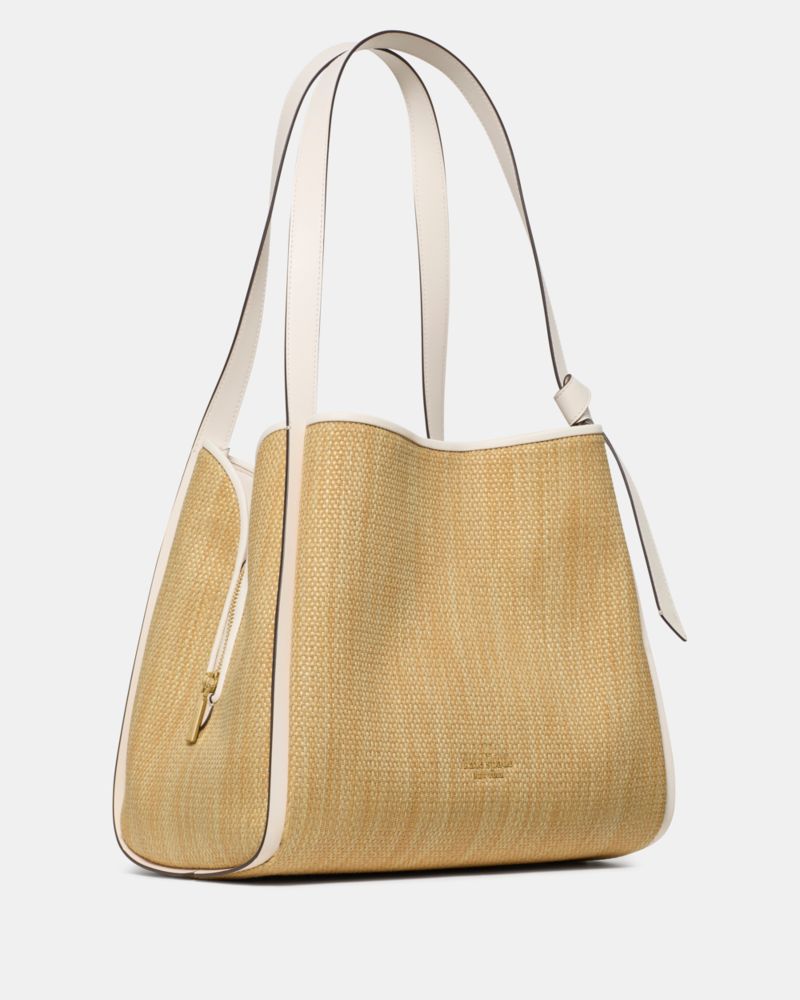 KateSpade Knott Straw Large Carryall Bag Natural