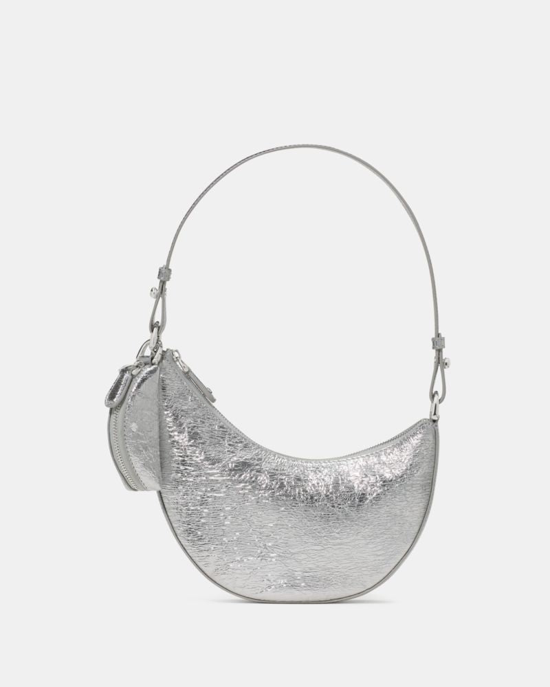 KateSpade Duo Crinkle Metallic Mini Shoulder Silver