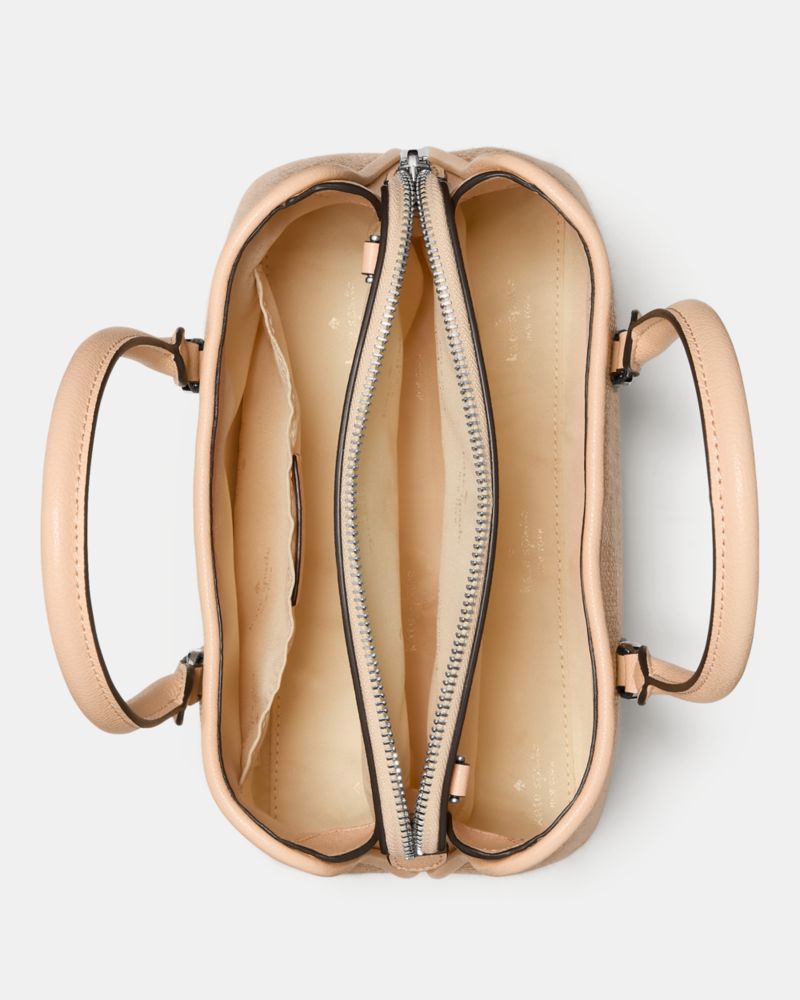 KateSpade Thompson Street Straw Small Satchel Bag With Charm Crisp Peach Multi