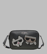 KarlLagerfeld Maybelle rhinestone duo camera crossbody bag black