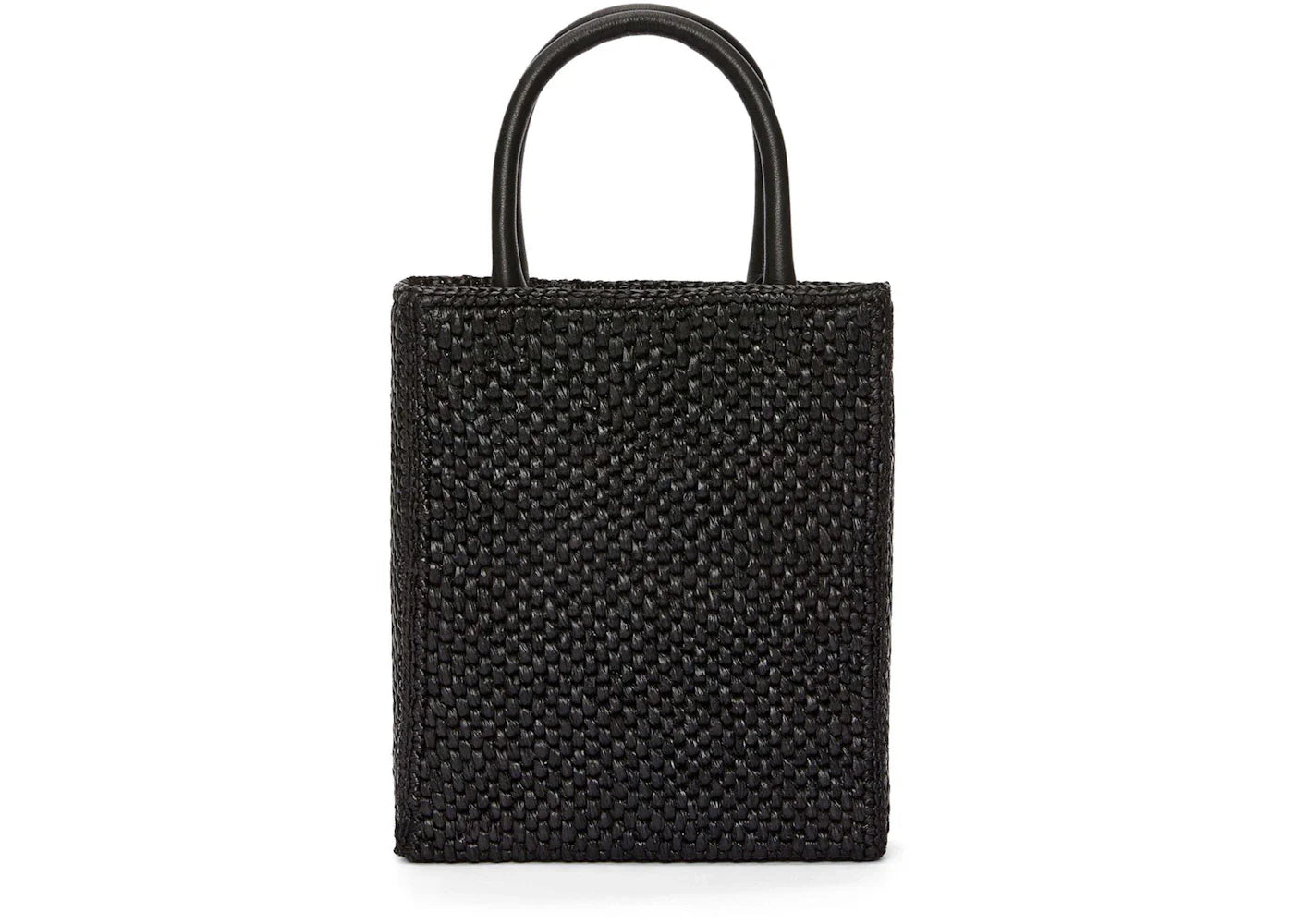 Loewe Standard A5 Tote Bag In Raffia Black/White