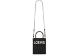 Loewe Standard A5 Tote Bag In Raffia Black/White