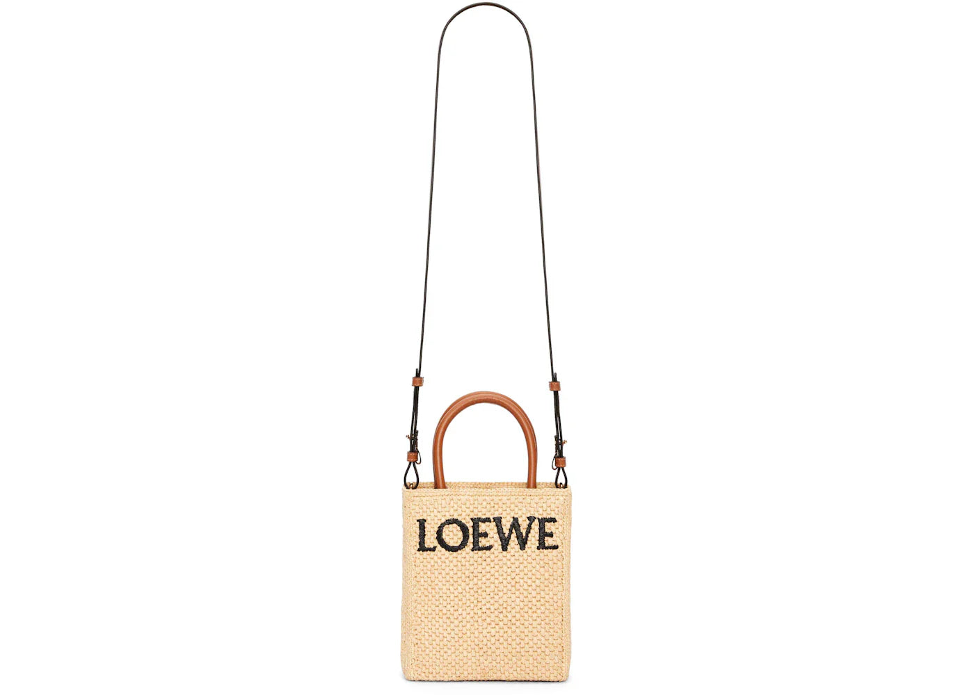 Loewe Standard A5 Tote Bag In Raffia Natural/Black