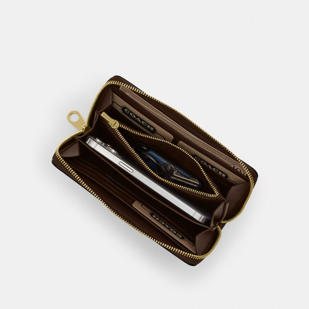 Coach Long Zip Around Wallet Gold Grey Birch