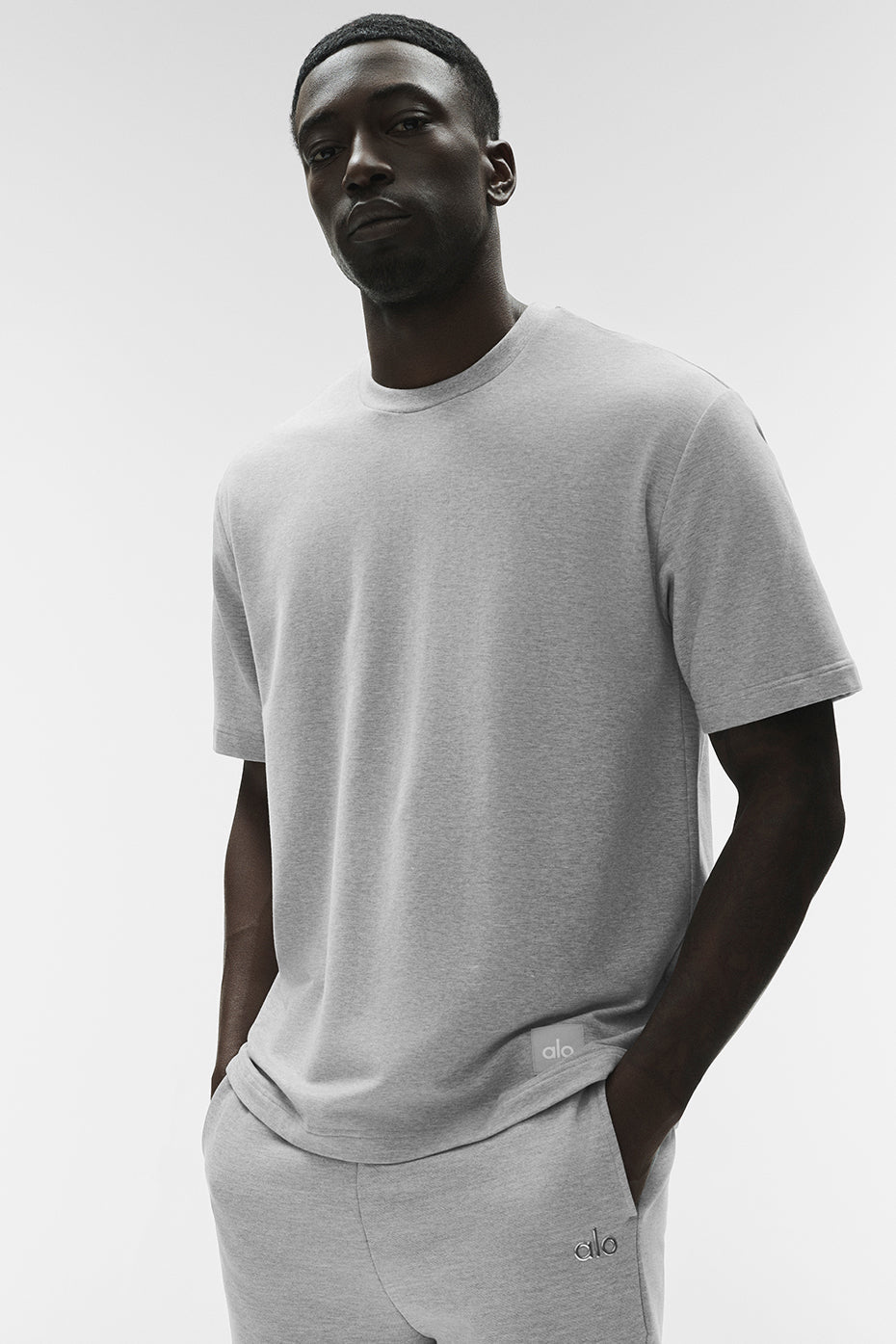 Alo Yoga Double Take Short Sleeve - Athletic Heather Grey