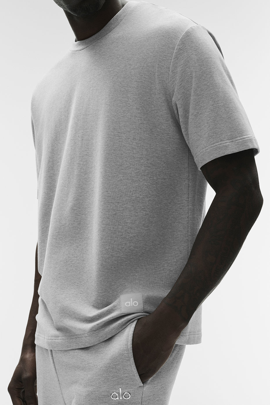 Alo Yoga Double Take Short Sleeve - Athletic Heather Grey