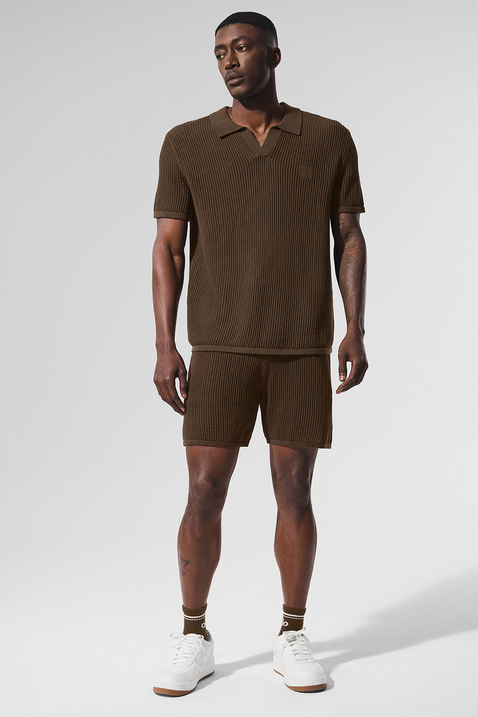 Alo Yoga Open-Knit Polo - Espresso
