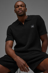 Alo Yoga Sports Club Sweater Knit Polo - Black