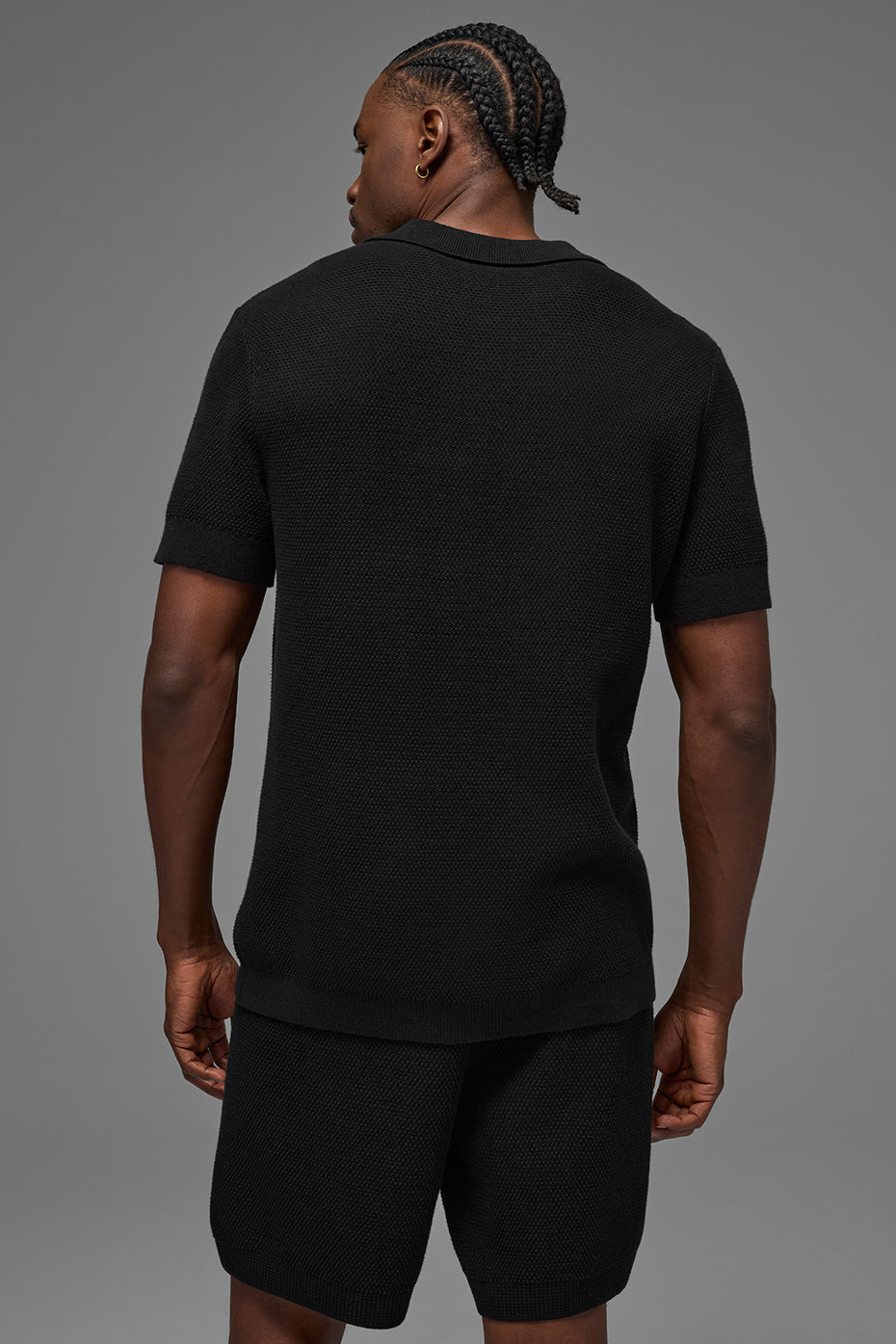 Alo Yoga Sports Club Sweater Knit Polo - Black
