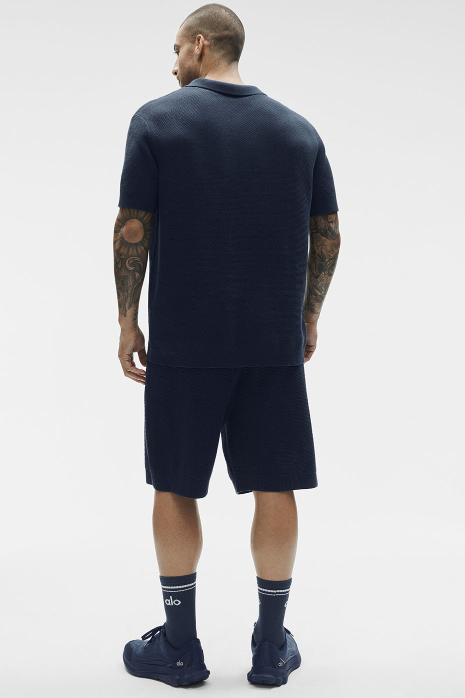 Alo Yoga Sports Club Sweater Knit Polo - Navy
