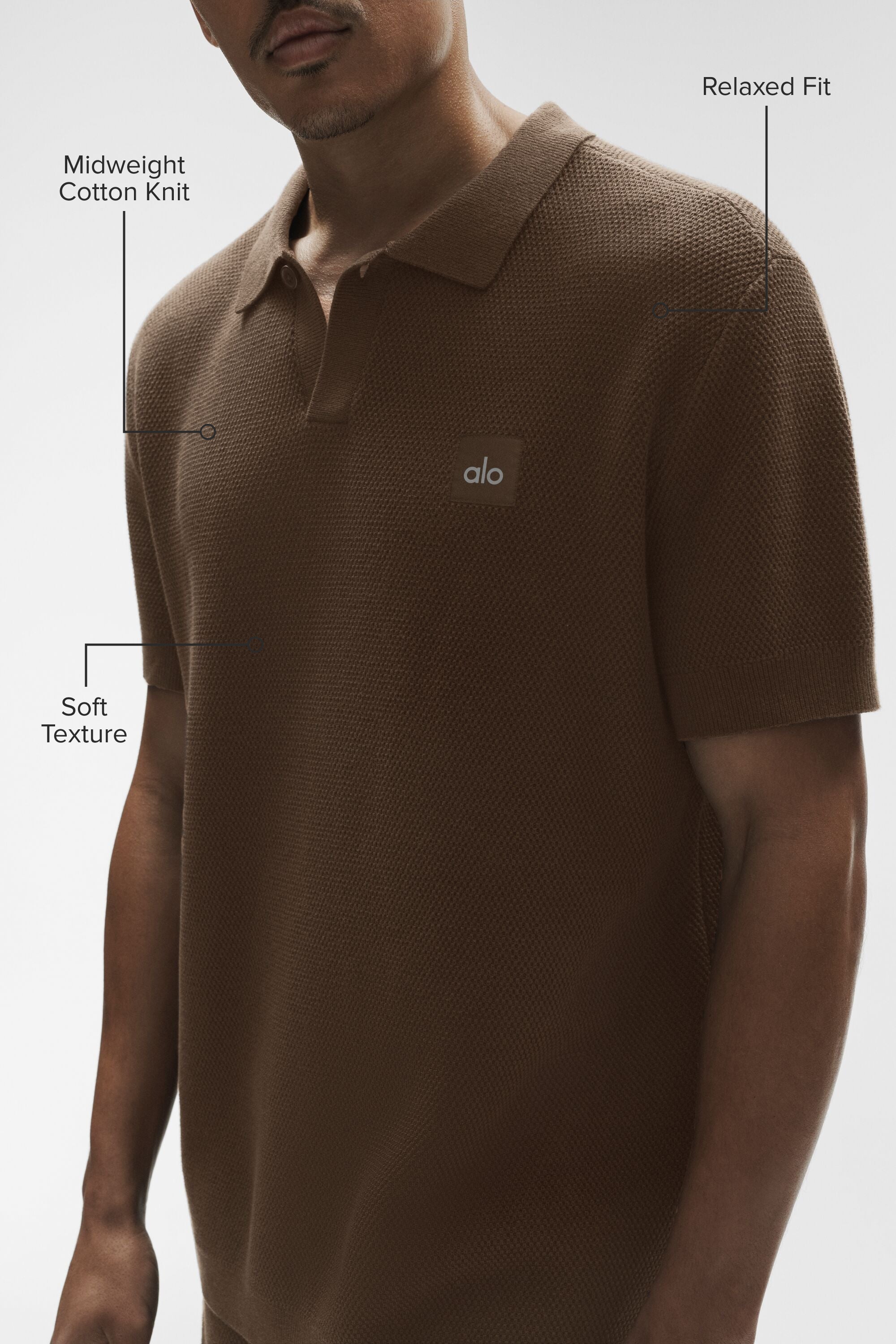 Alo Yoga Sports Club Sweater Knit Polo - Espresso