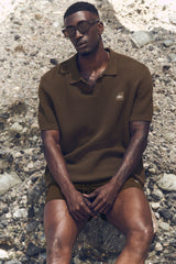 Alo Yoga Sports Club Sweater Knit Polo - Espresso