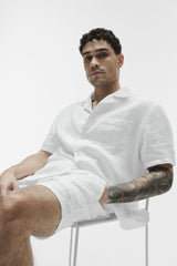 Alo Yoga Linen Days Short Sleeve Button Up - White