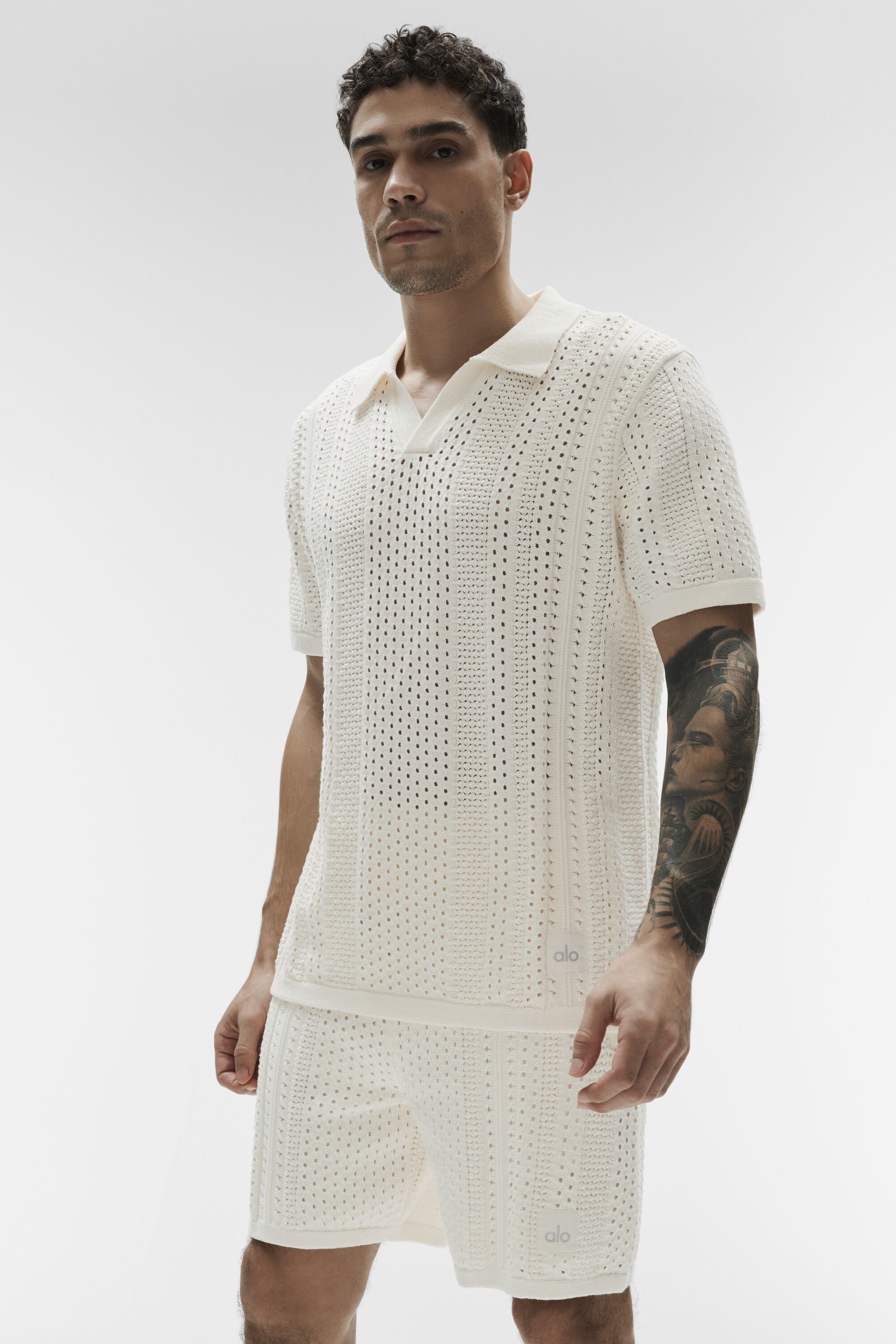 Alo Yoga Coastline Knit Short Sleeve Polo - Ivory