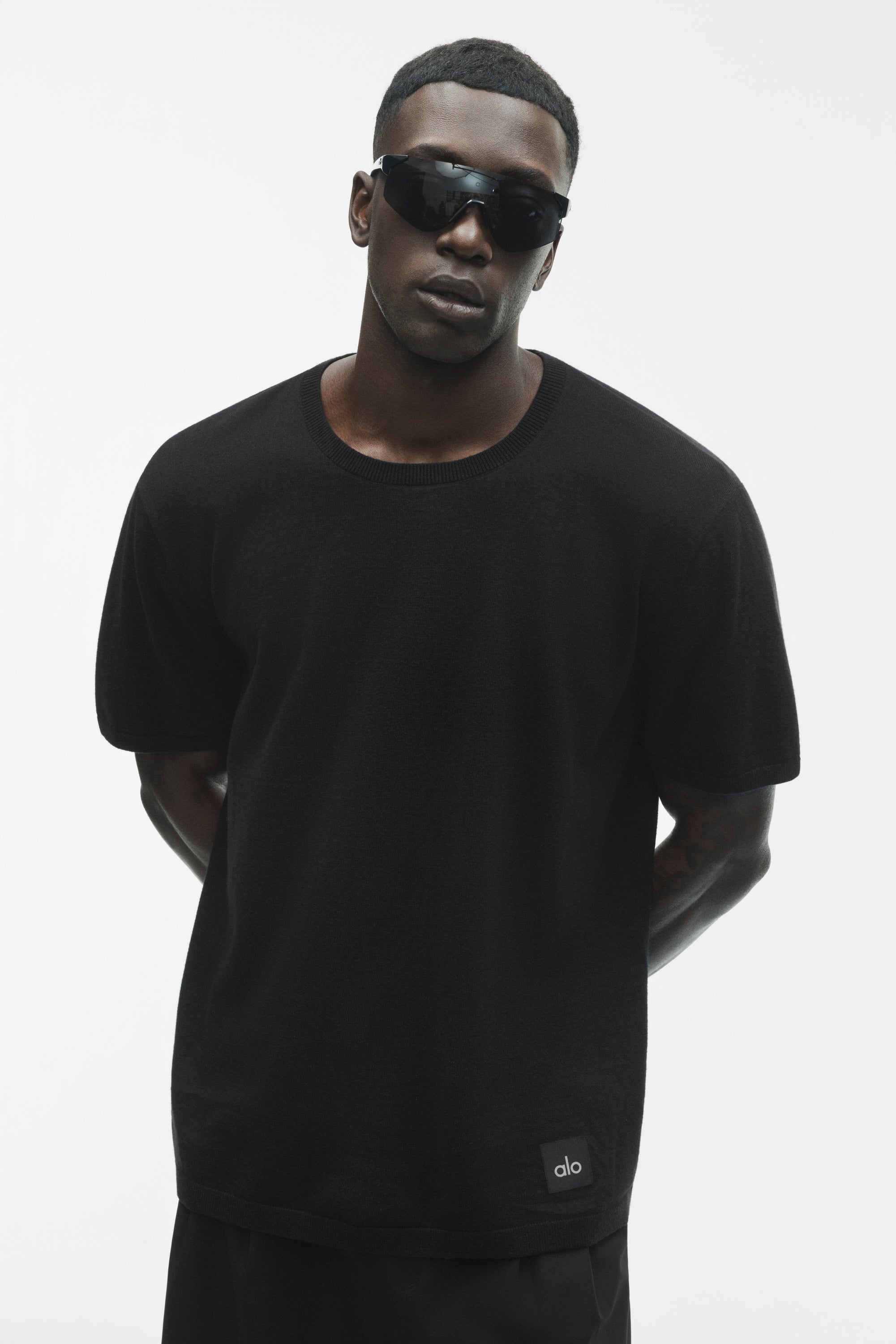 Alo Yoga Cotton Cashmere Ever Soft Short Sleeve Crew - Black
