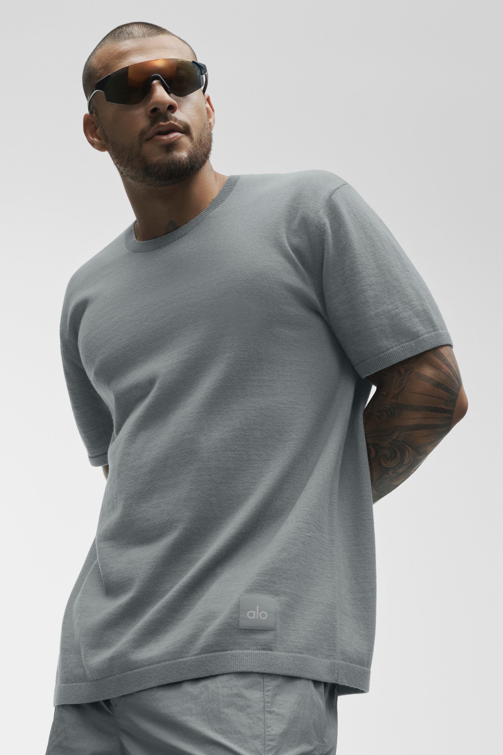 Alo Yoga Cotton Cashmere Ever Soft Short Sleeve Crew - Monument