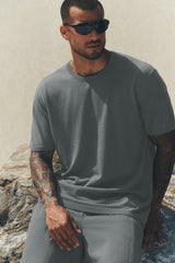 Alo Yoga Cotton Cashmere Ever Soft Short Sleeve Crew - Monument