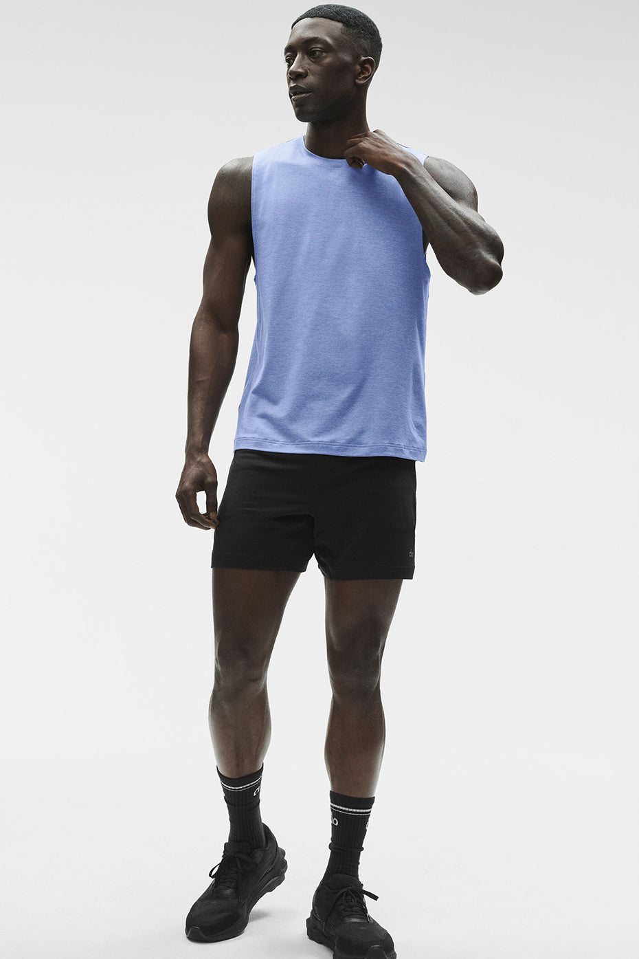 Alo Yoga Conquer Muscle Tank - Provence Blue Heather