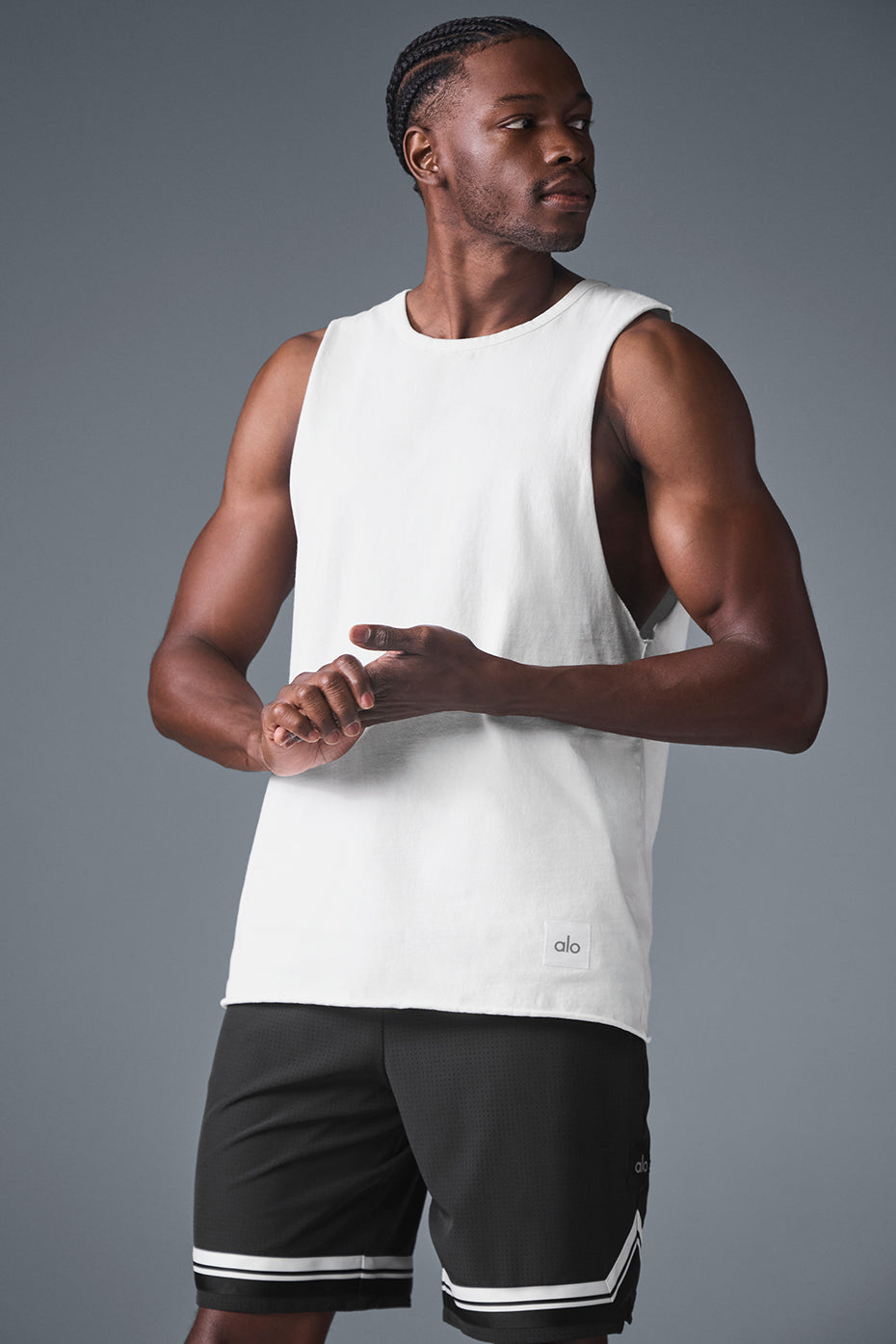 Alo Yoga Society Raw Edge Tank - White