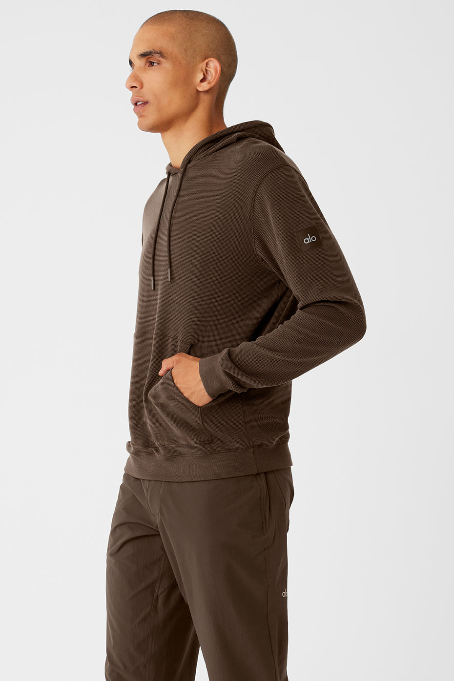 Alo Yoga Micro Waffle Fast Break Hoodie - Espresso