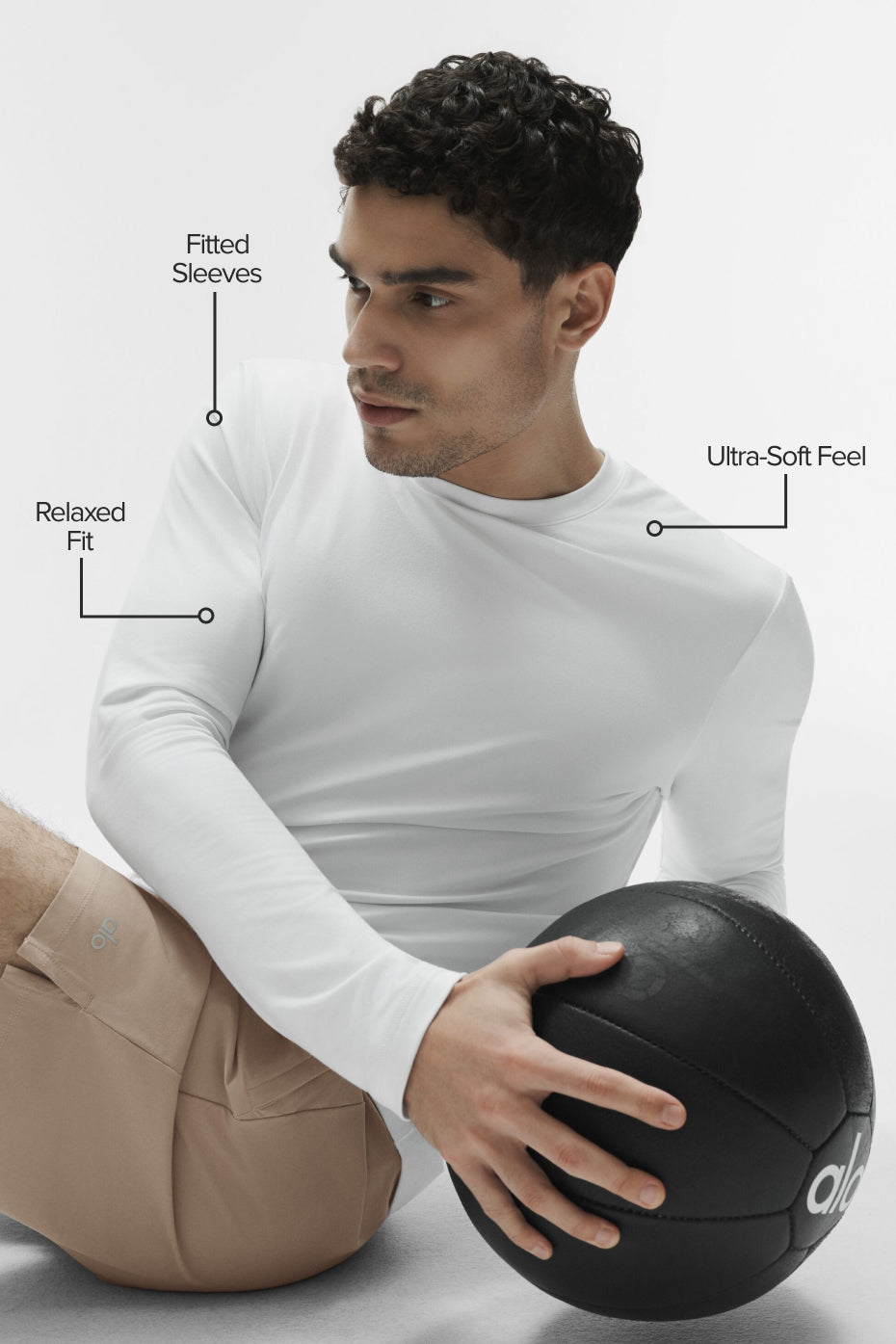 Alo Yoga Conquer Reform Crewneck Long Sleeve - White